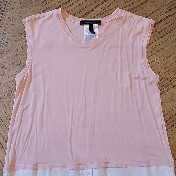 BCBGMAXAZRIA pink and white sleeveless top XXS fit a size S too - Picture 2 of 8